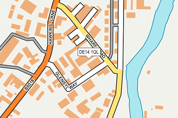 DE14 1QL map - OS OpenMap – Local (Ordnance Survey)