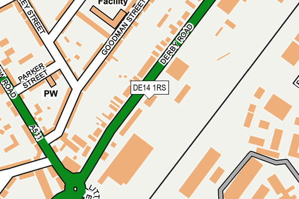 DE14 1RS map - OS OpenMap – Local (Ordnance Survey)