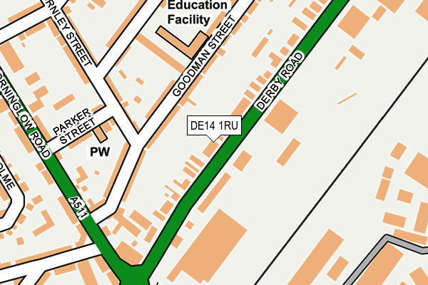 DE14 1RU map - OS OpenMap – Local (Ordnance Survey)