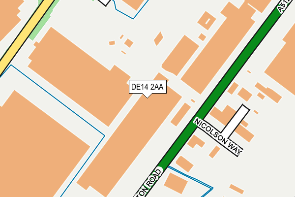 DE14 2AA map - OS OpenMap – Local (Ordnance Survey)