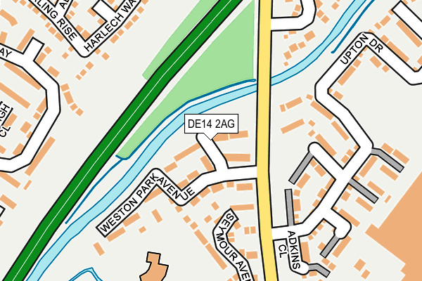DE14 2AG map - OS OpenMap – Local (Ordnance Survey)