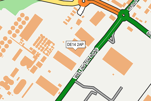 DE14 2AP map - OS OpenMap – Local (Ordnance Survey)