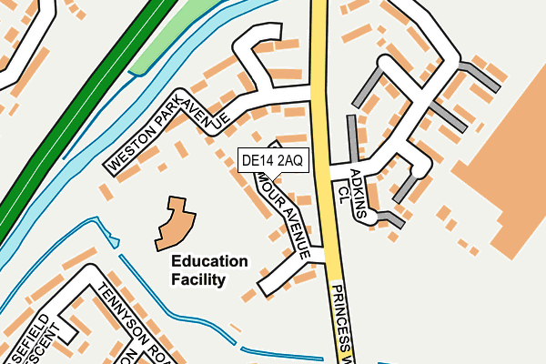 DE14 2AQ map - OS OpenMap – Local (Ordnance Survey)