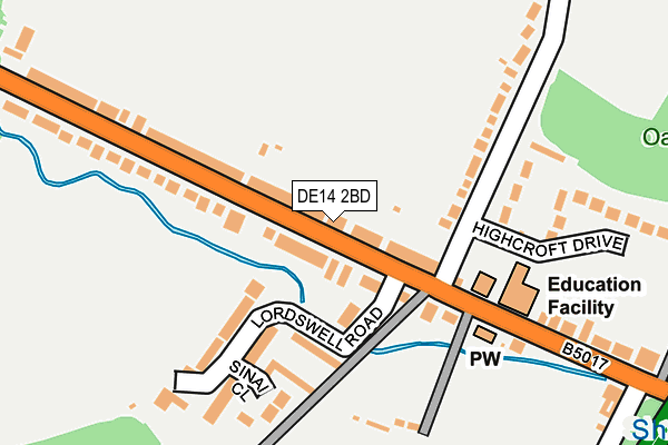 DE14 2BD map - OS OpenMap – Local (Ordnance Survey)
