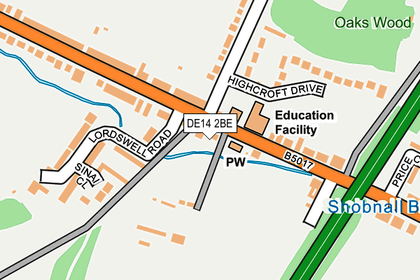 DE14 2BE map - OS OpenMap – Local (Ordnance Survey)