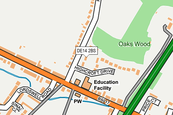 DE14 2BS map - OS OpenMap – Local (Ordnance Survey)