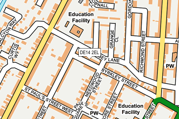 DE14 2EL map - OS OpenMap – Local (Ordnance Survey)