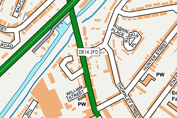 DE14 2FD map - OS OpenMap – Local (Ordnance Survey)