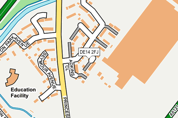 DE14 2FJ map - OS OpenMap – Local (Ordnance Survey)