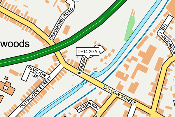 DE14 2GA map - OS OpenMap – Local (Ordnance Survey)