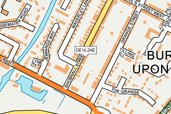 DE14 2HE map - OS OpenMap – Local (Ordnance Survey)