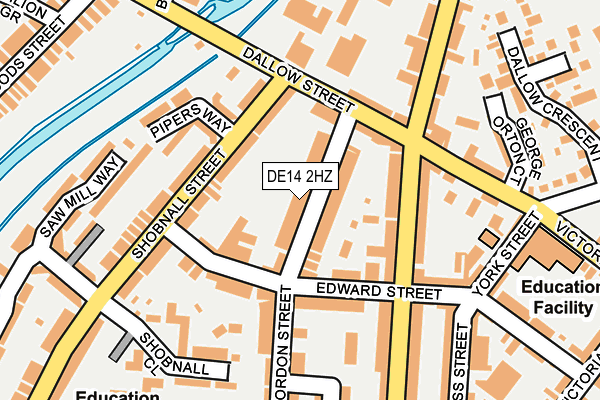 DE14 2HZ map - OS OpenMap – Local (Ordnance Survey)