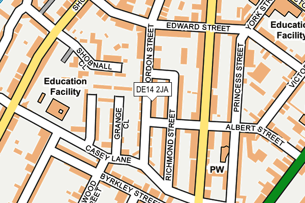 DE14 2JA map - OS OpenMap – Local (Ordnance Survey)