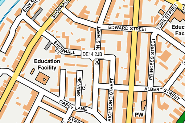 DE14 2JB map - OS OpenMap – Local (Ordnance Survey)