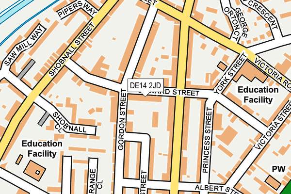 DE14 2JD map - OS OpenMap – Local (Ordnance Survey)