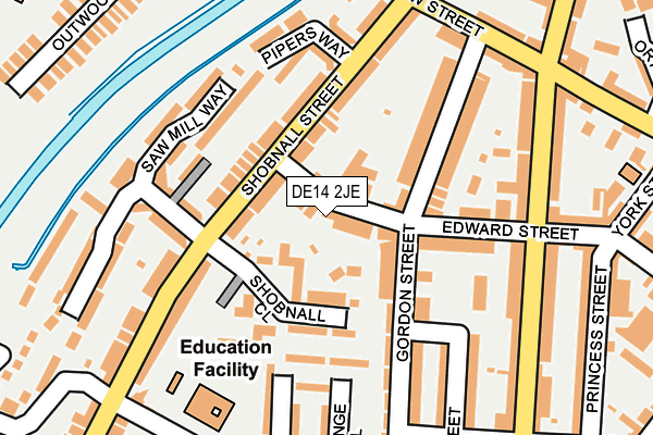 DE14 2JE map - OS OpenMap – Local (Ordnance Survey)
