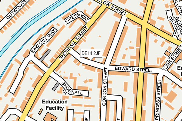 DE14 2JF map - OS OpenMap – Local (Ordnance Survey)