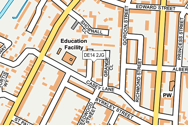 DE14 2JG map - OS OpenMap – Local (Ordnance Survey)