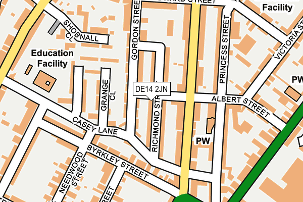 DE14 2JN map - OS OpenMap – Local (Ordnance Survey)