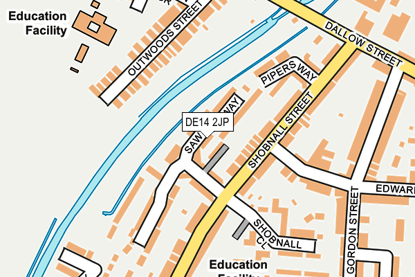 DE14 2JP map - OS OpenMap – Local (Ordnance Survey)