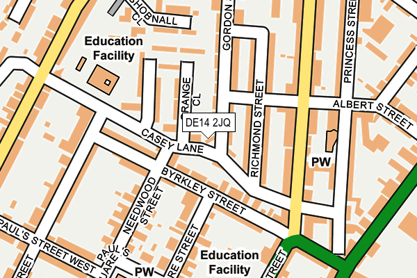 DE14 2JQ map - OS OpenMap – Local (Ordnance Survey)