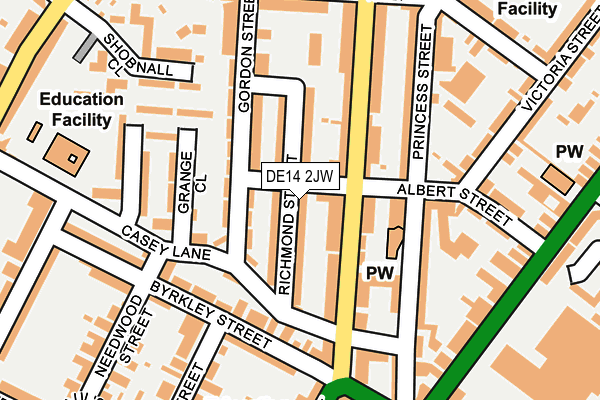 DE14 2JW map - OS OpenMap – Local (Ordnance Survey)