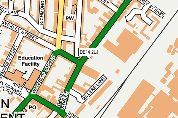 DE14 2LJ map - OS OpenMap – Local (Ordnance Survey)