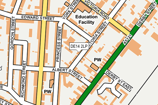 DE14 2LP map - OS OpenMap – Local (Ordnance Survey)