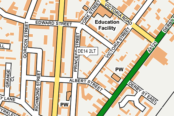 DE14 2LT map - OS OpenMap – Local (Ordnance Survey)