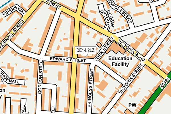 DE14 2LZ map - OS OpenMap – Local (Ordnance Survey)