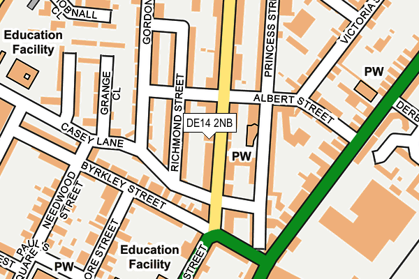 DE14 2NB map - OS OpenMap – Local (Ordnance Survey)