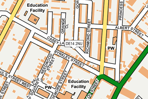 DE14 2NU map - OS OpenMap – Local (Ordnance Survey)