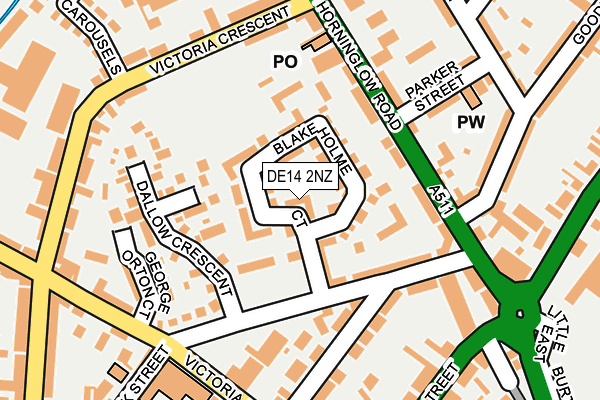DE14 2NZ map - OS OpenMap – Local (Ordnance Survey)