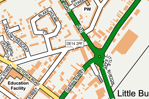 DE14 2PF map - OS OpenMap – Local (Ordnance Survey)