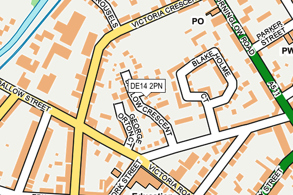 DE14 2PN map - OS OpenMap – Local (Ordnance Survey)