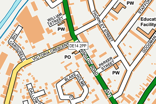 DE14 2PP map - OS OpenMap – Local (Ordnance Survey)