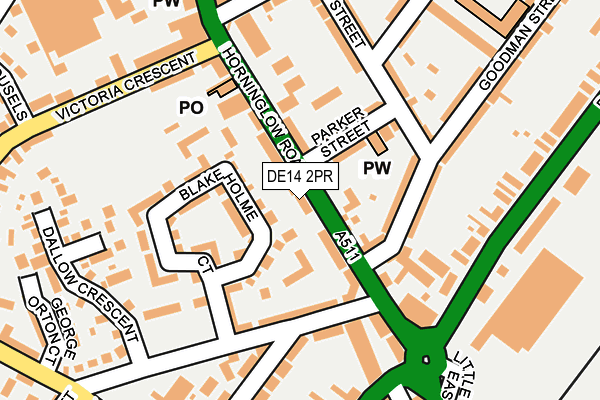 DE14 2PR map - OS OpenMap – Local (Ordnance Survey)