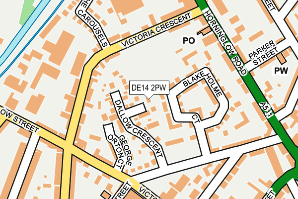 DE14 2PW map - OS OpenMap – Local (Ordnance Survey)