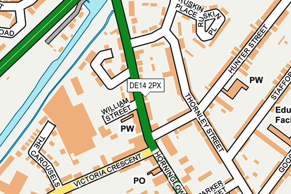 DE14 2PX map - OS OpenMap – Local (Ordnance Survey)