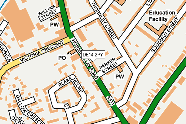 DE14 2PY map - OS OpenMap – Local (Ordnance Survey)