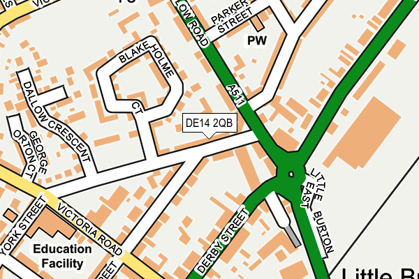 DE14 2QB map - OS OpenMap – Local (Ordnance Survey)