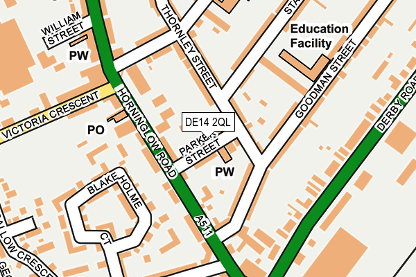 DE14 2QL map - OS OpenMap – Local (Ordnance Survey)
