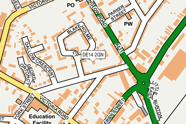 DE14 2QN map - OS OpenMap – Local (Ordnance Survey)