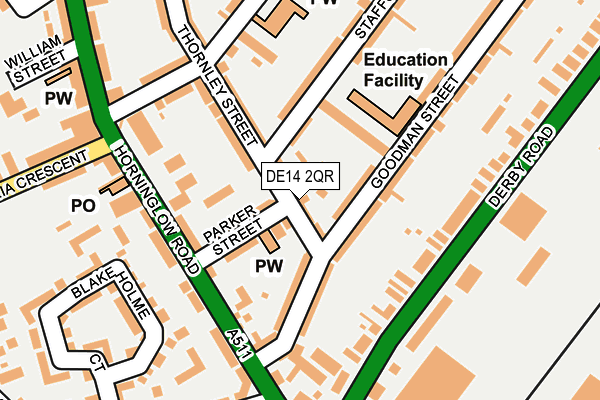 DE14 2QR map - OS OpenMap – Local (Ordnance Survey)
