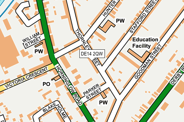 DE14 2QW map - OS OpenMap – Local (Ordnance Survey)