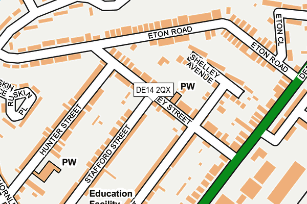 DE14 2QX map - OS OpenMap – Local (Ordnance Survey)