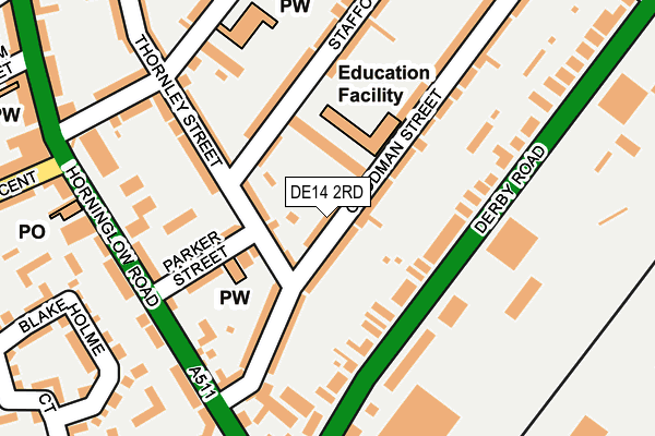 DE14 2RD map - OS OpenMap – Local (Ordnance Survey)