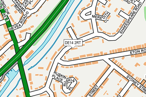 DE14 2RT map - OS OpenMap – Local (Ordnance Survey)