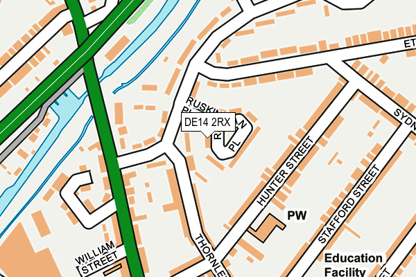 DE14 2RX map - OS OpenMap – Local (Ordnance Survey)