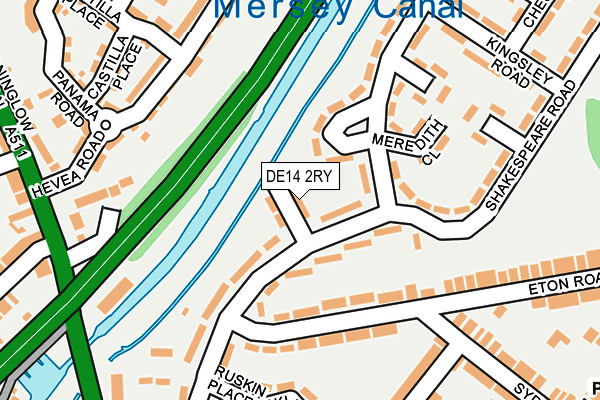 DE14 2RY map - OS OpenMap – Local (Ordnance Survey)
